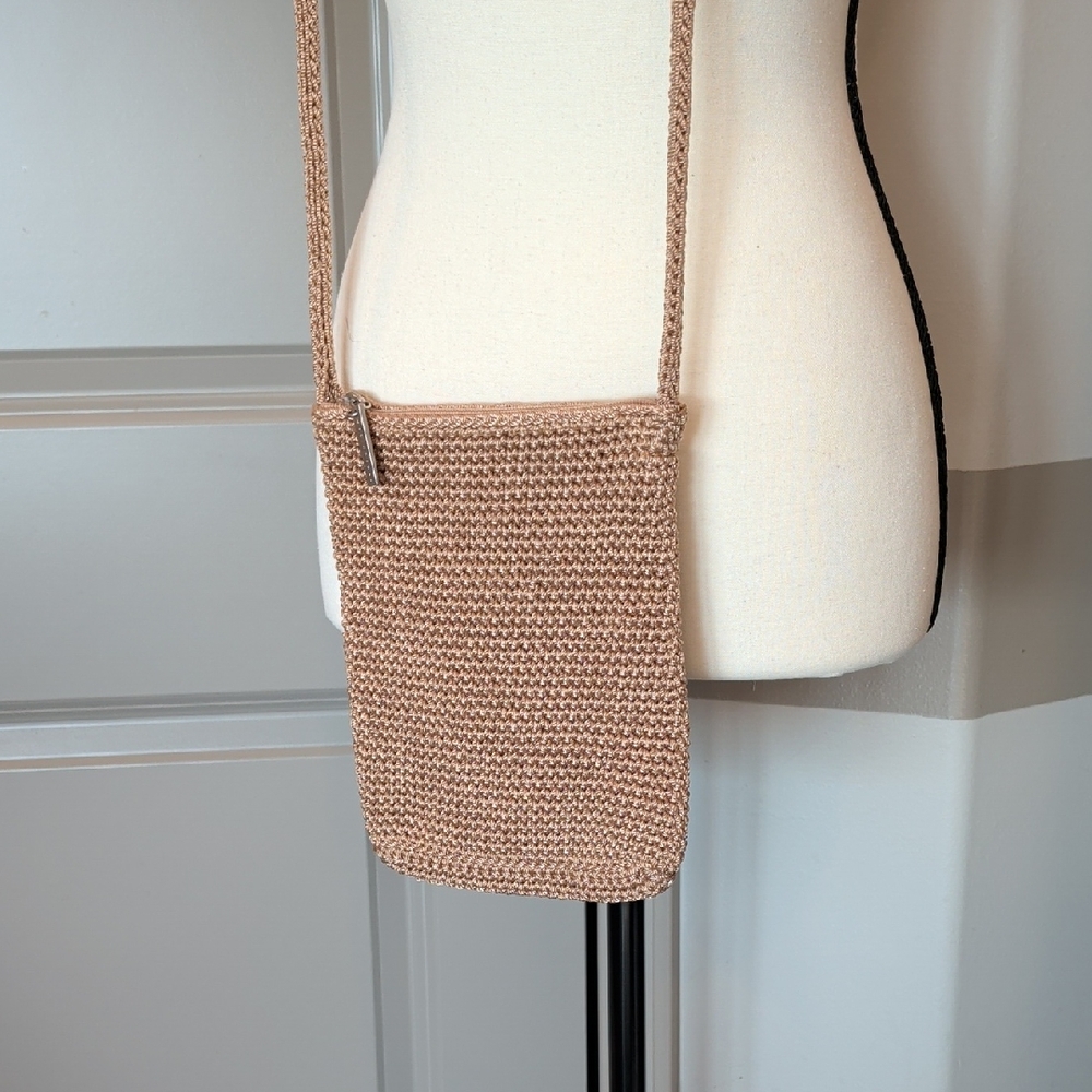 The Sak Beige Woven Crossbody Phone Bag